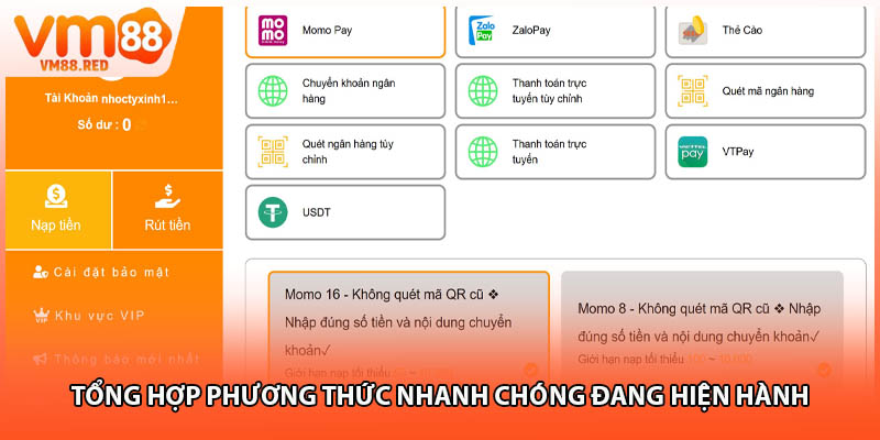 Tổng hợp phương thức nhanh chóng đang hiện hành